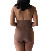 Model showcasing Super Edge bodysuit from the back, highlighting comfort and style.