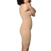 Nude full bodysuit for shaping and support, side view.