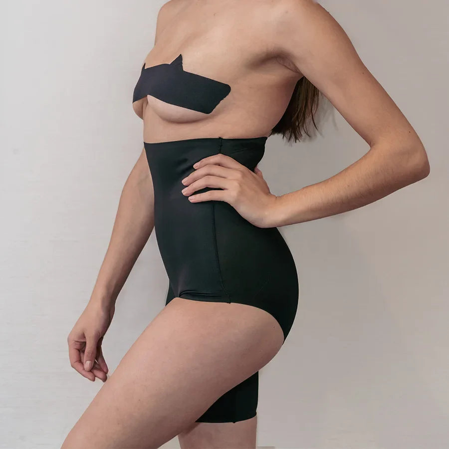 Right Leg Shorty shapewear displayed on model in profile.