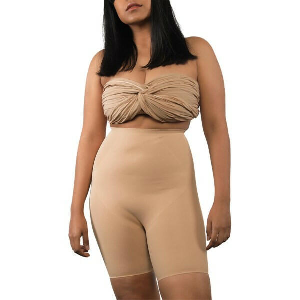 Nude seamless shapewear shorts for a smooth silhouette.