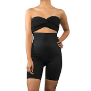 Woman wearing black shapewear shorts, showcased for the "Shorty" product.