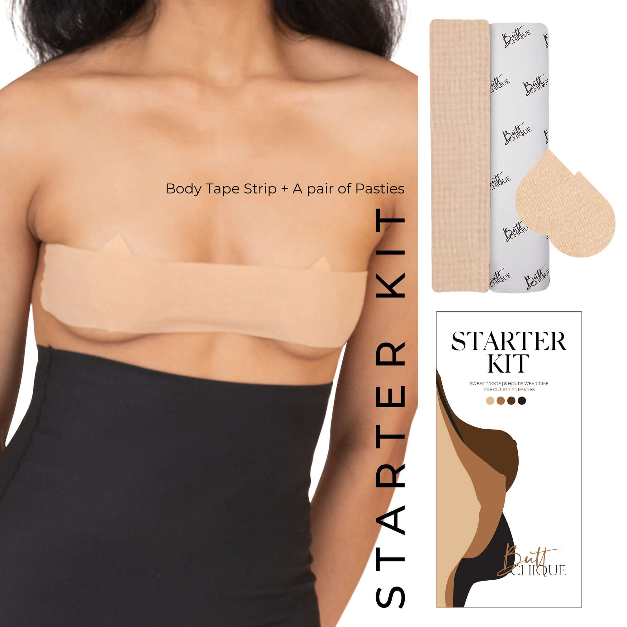 Body tape strip and pasties from the Starter Kit.