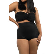 Stylish high-waisted black bikini set for summer beachwear.