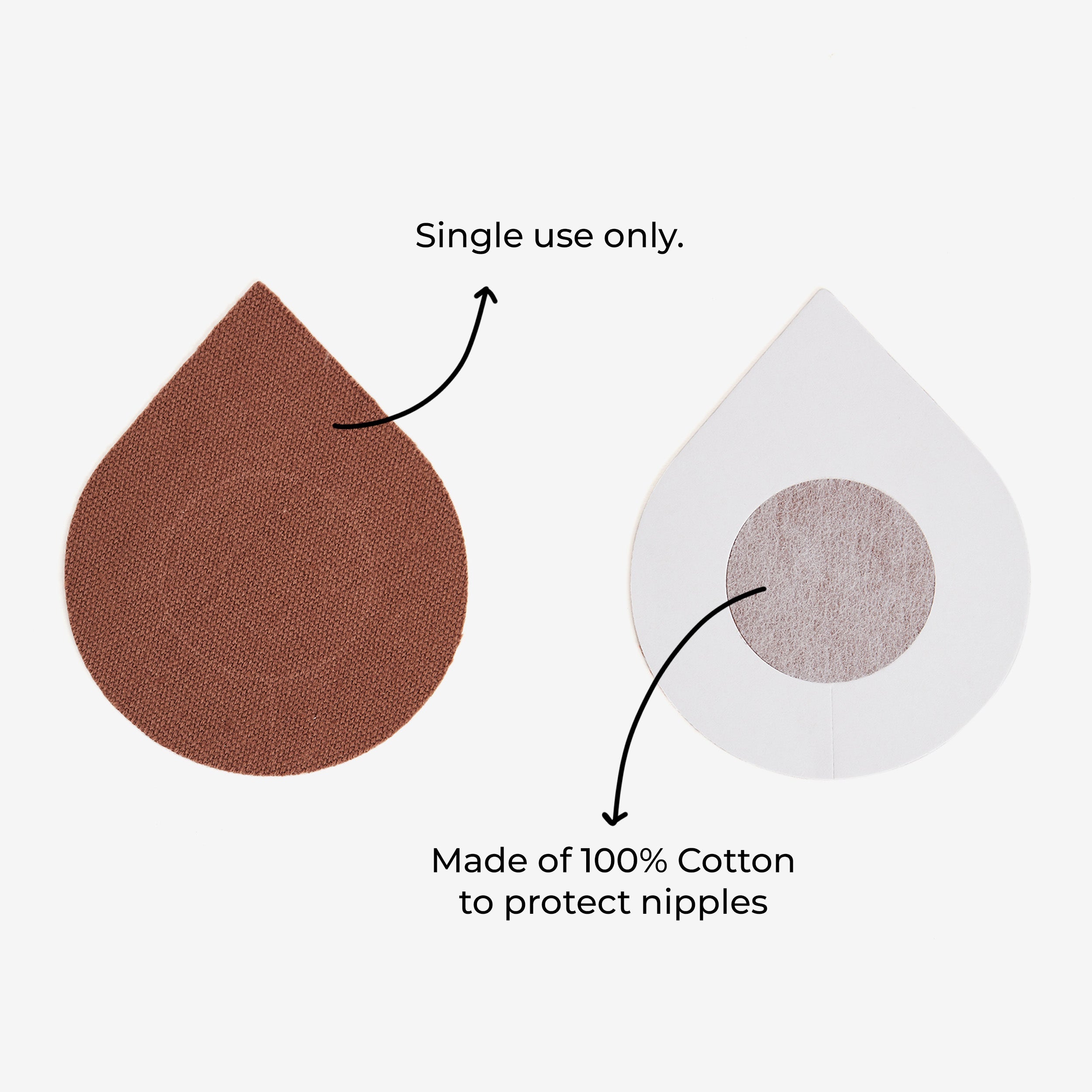 Single-use cotton pasties for nipple protection and coverage.