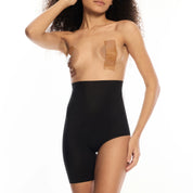 Model showcasing Right Leg Shorty shapewear in black.