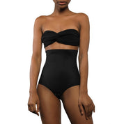 Black high-waisted bikini set by Super Edge for stylish beachwear.