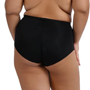 High-waisted black underwear for comfortable and stylish fit.