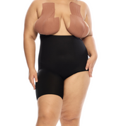 Right Leg Shorty shapewear on plus-size model for smooth silhouette.