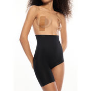 Model showcasing Right Leg Shorty black shapewear in studio lighting.